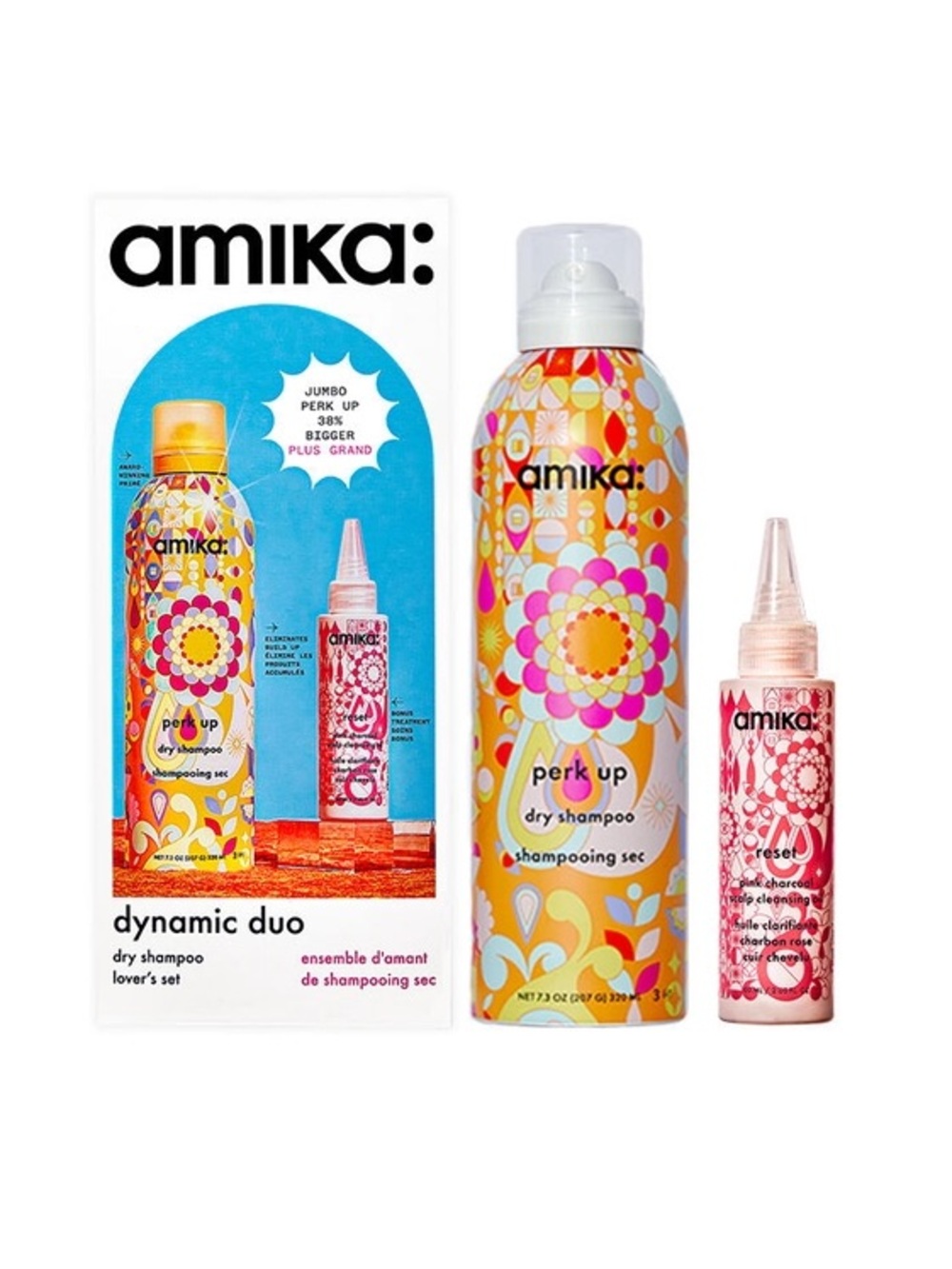 amika Perk Up Dry Shampoo - Yellow with Multicolor Floral Pattern